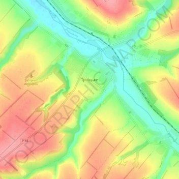 Mapa topográfico Troitske, altitud, relieve