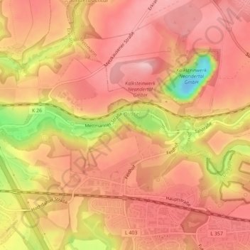 Mapa topográfico Düssel, altitud, relieve