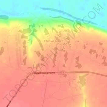 Mapa topográfico Старый Хопёр, altitud, relieve