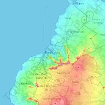 Mapa Topografico Port Louis Altitud Relieve