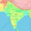 Mapa topográfico India, altitud, relieve