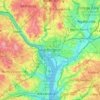 Mapa topográfico Washington D. C., altitud, relieve