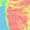 Mapa topográfico Maharastra, altitud, relieve