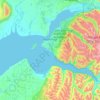 Mapa topográfico Anchorage, altitud, relieve