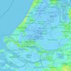 Mapa topográfico Holanda Meridional, altitud, relieve
